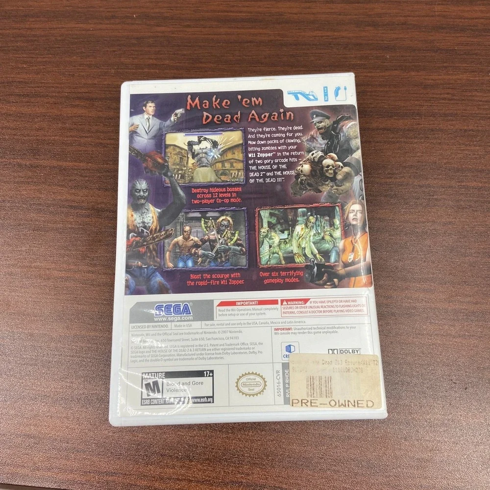 House of the Dead 2 & 3 Return (Nintendo Wii, 2008) Light Gun Shooter SEGA - CIB